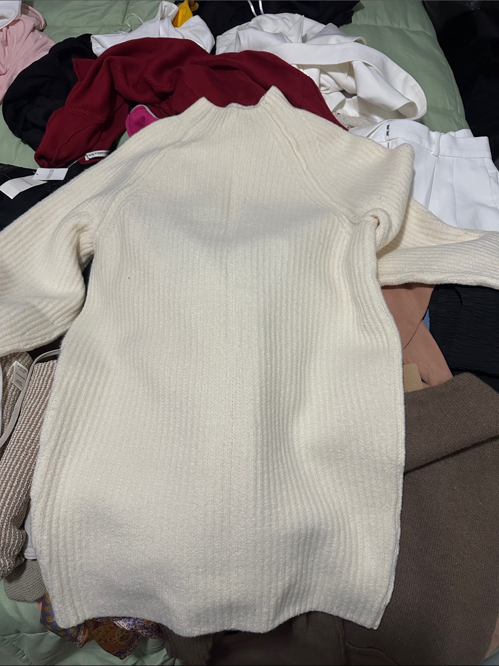 Express Cream Ribbed Turtleneck Sweater